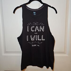 Women's Everlast I Can And I Will Watch Me Black Tank Medium